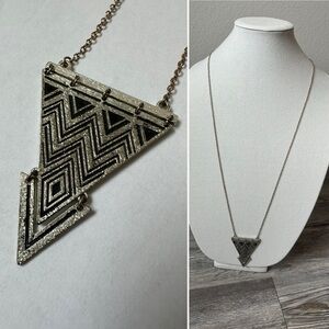 Long Geometric Silver and Black Necklace